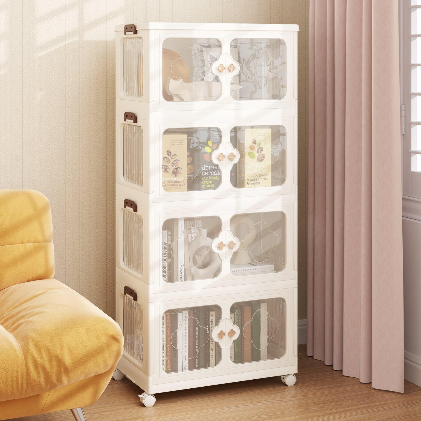 4-Tier Stackable Storage Bins with Lid 212L Closet Storage Organizer-White