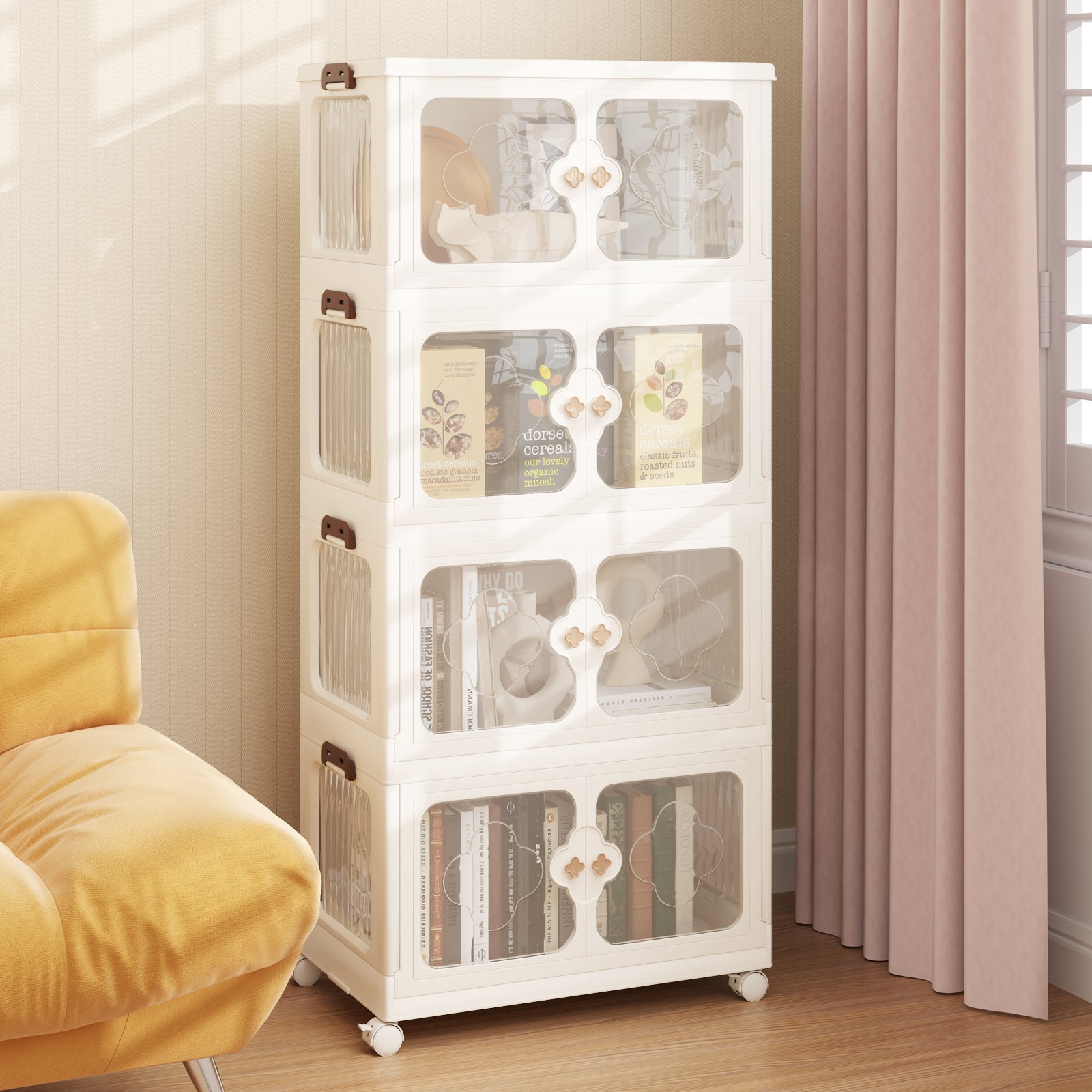 4-Tier Stackable Storage Bins with Lid 212L Closet Storage Organizer-White