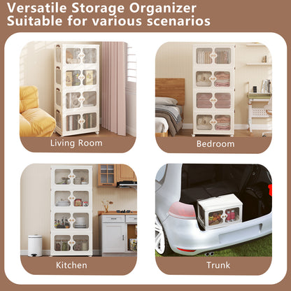 4-Tier Stackable Storage Bins with Lid 212L Closet Storage Organizer-White