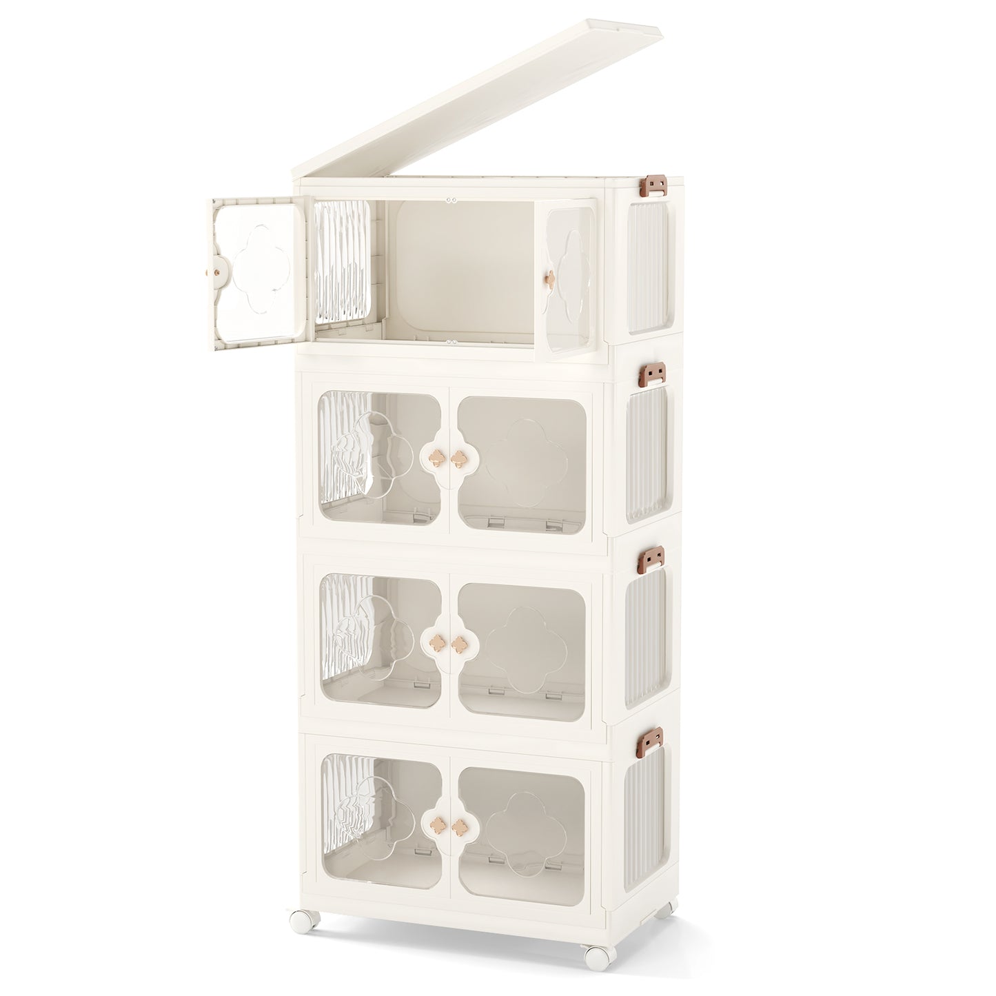 4-Tier Stackable Storage Bins with Lid 212L Closet Storage Organizer-White