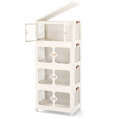 4-Tier Stackable Storage Bins with Lid 212L Closet Storage Organizer-White