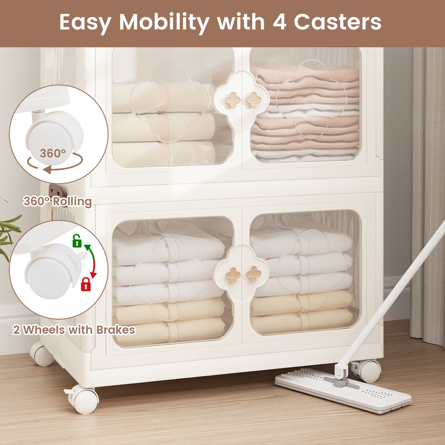 4-Tier Stackable Storage Bins with Lid 212L Closet Storage Organizer-White