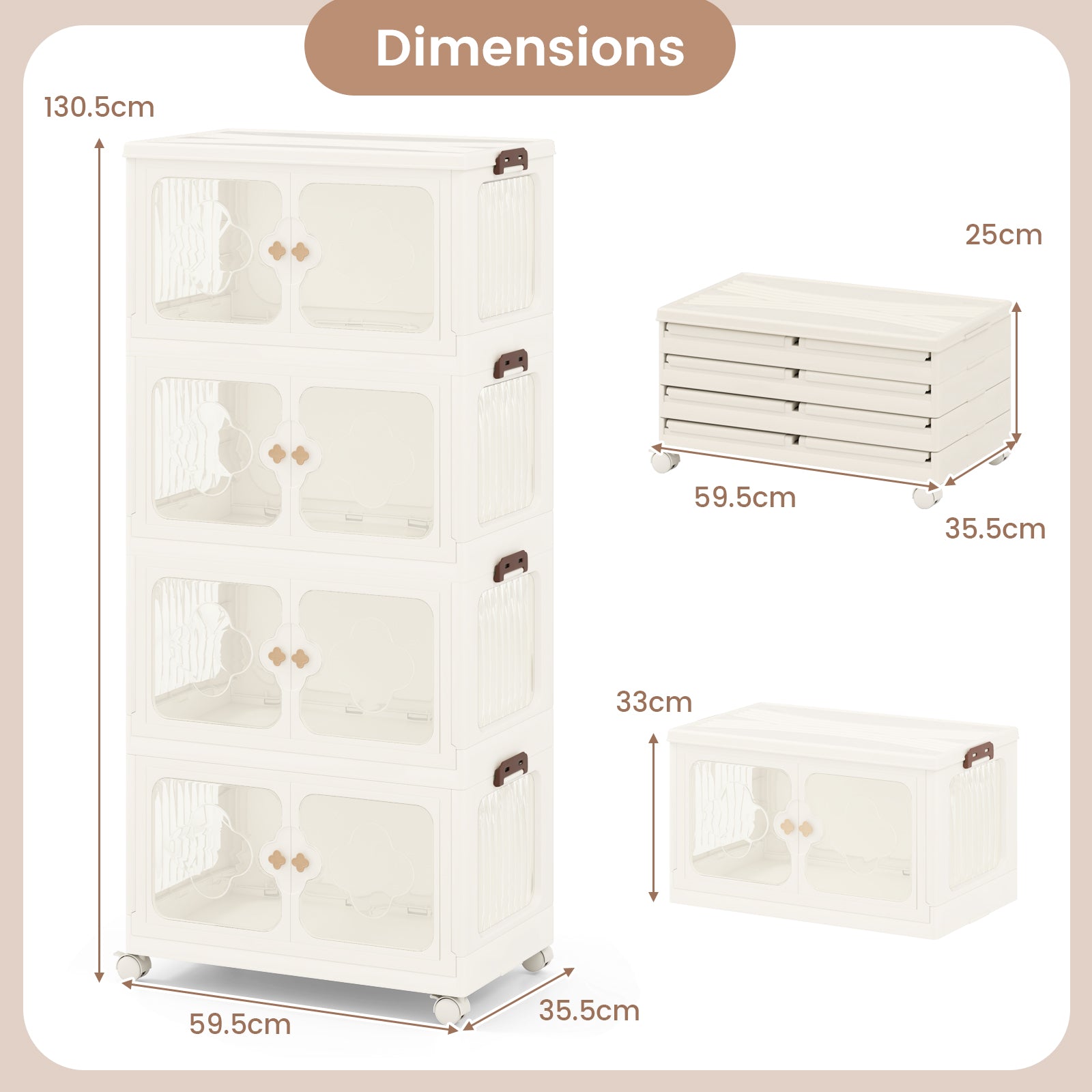 4-Tier Stackable Storage Bins with Lid 212L Closet Storage Organizer-White