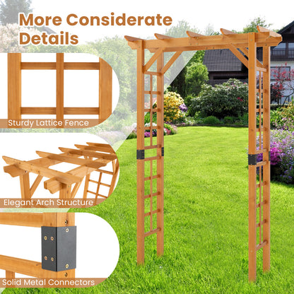 215 cm Garden Arch Wooden Arbor for Climbing Plants-Orange