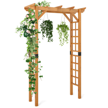215 cm Garden Arch Wooden Arbor for Climbing Plants-Orange