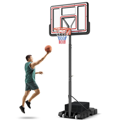 225-305 cm Adjustable Portable Basketball Hoop with 112 cm Shatterproof Backboard