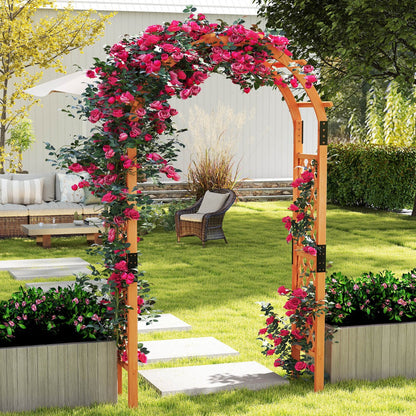 235 cm Garden Arch Wooden Arbor for Climbing Plants-Orange