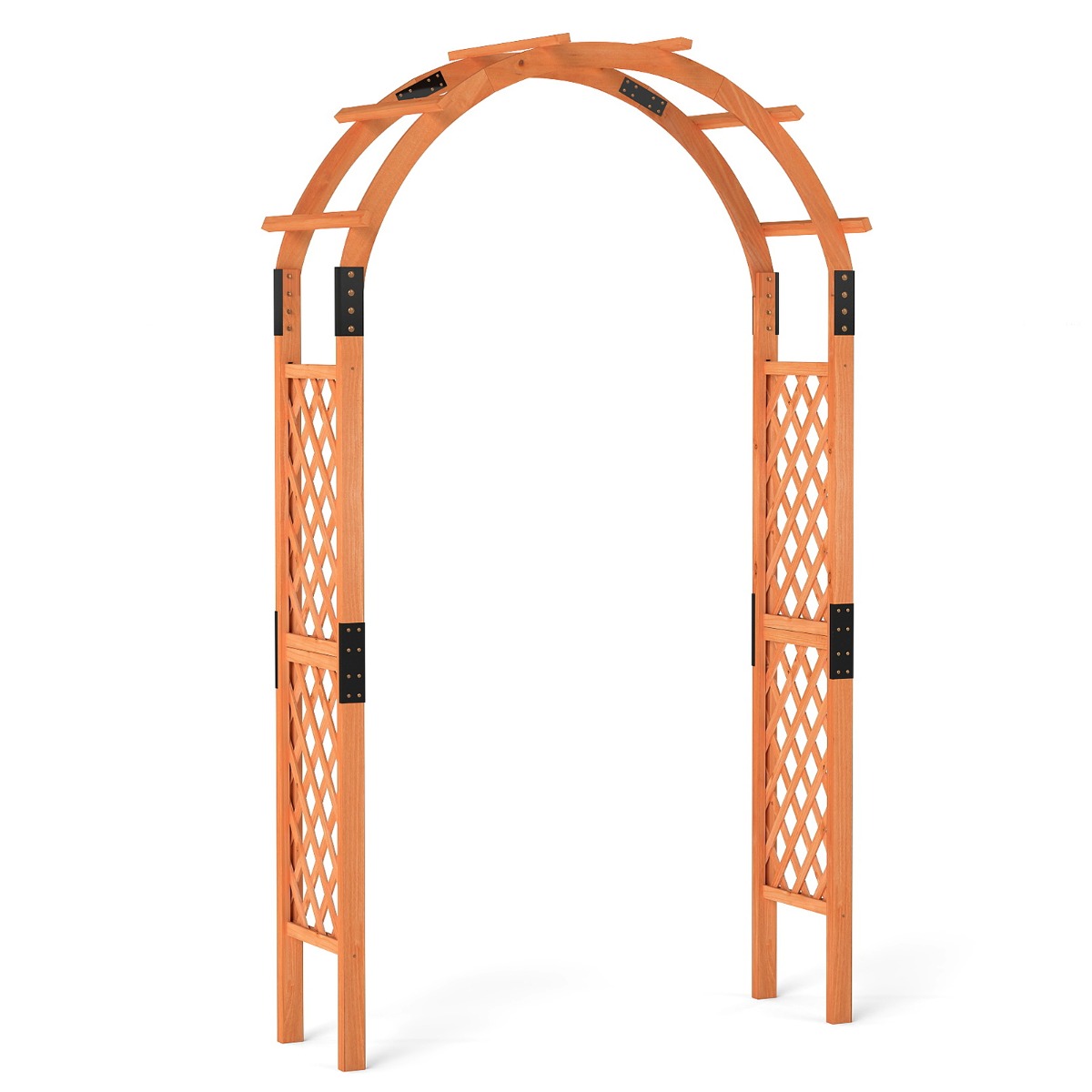 235 cm Garden Arch Wooden Arbor for Climbing Plants-Orange