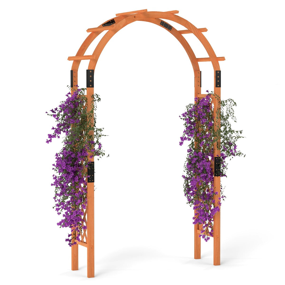 235 cm Garden Arch Wooden Arbor for Climbing Plants-Orange