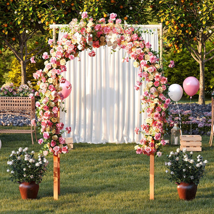 235 cm Garden Arch Wooden Arbor for Climbing Plants-Orange
