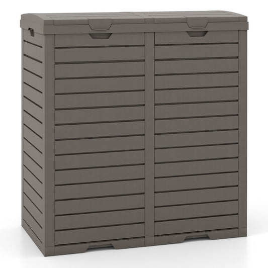 Weatherproof PP double-compartment garbage bin designed for patios, gardens, backyards and kitchens