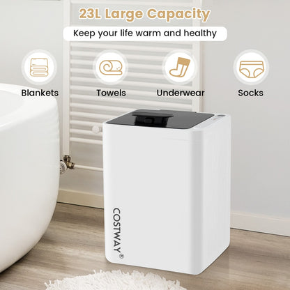 23L Large Towel Warmer with Top Lid and 15-90Min Timer for Bathroom-White
