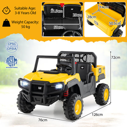 24V Ride On UTV 4WD Licensed Caterpillar with Dump Bed-Yellow