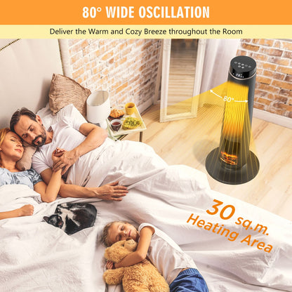 2500W PTC Electric Space Heater with 3D Realistic Flame & 3 Modes