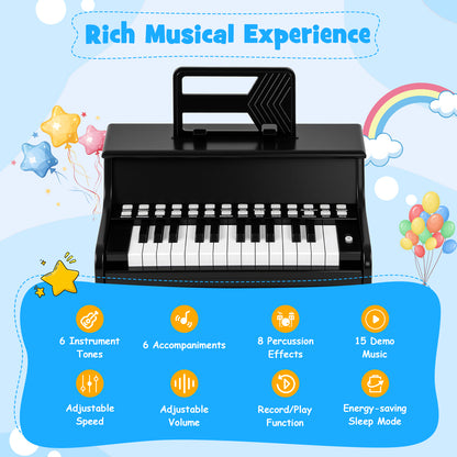 25 Keys Kids Piano Keyboard Mini Digital Piano with Teaching Mode-Black