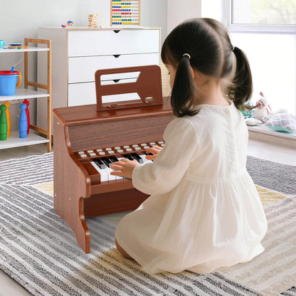 25 Keys Kids Piano Keyboard Mini Digital Piano with Teaching Mode-Brown