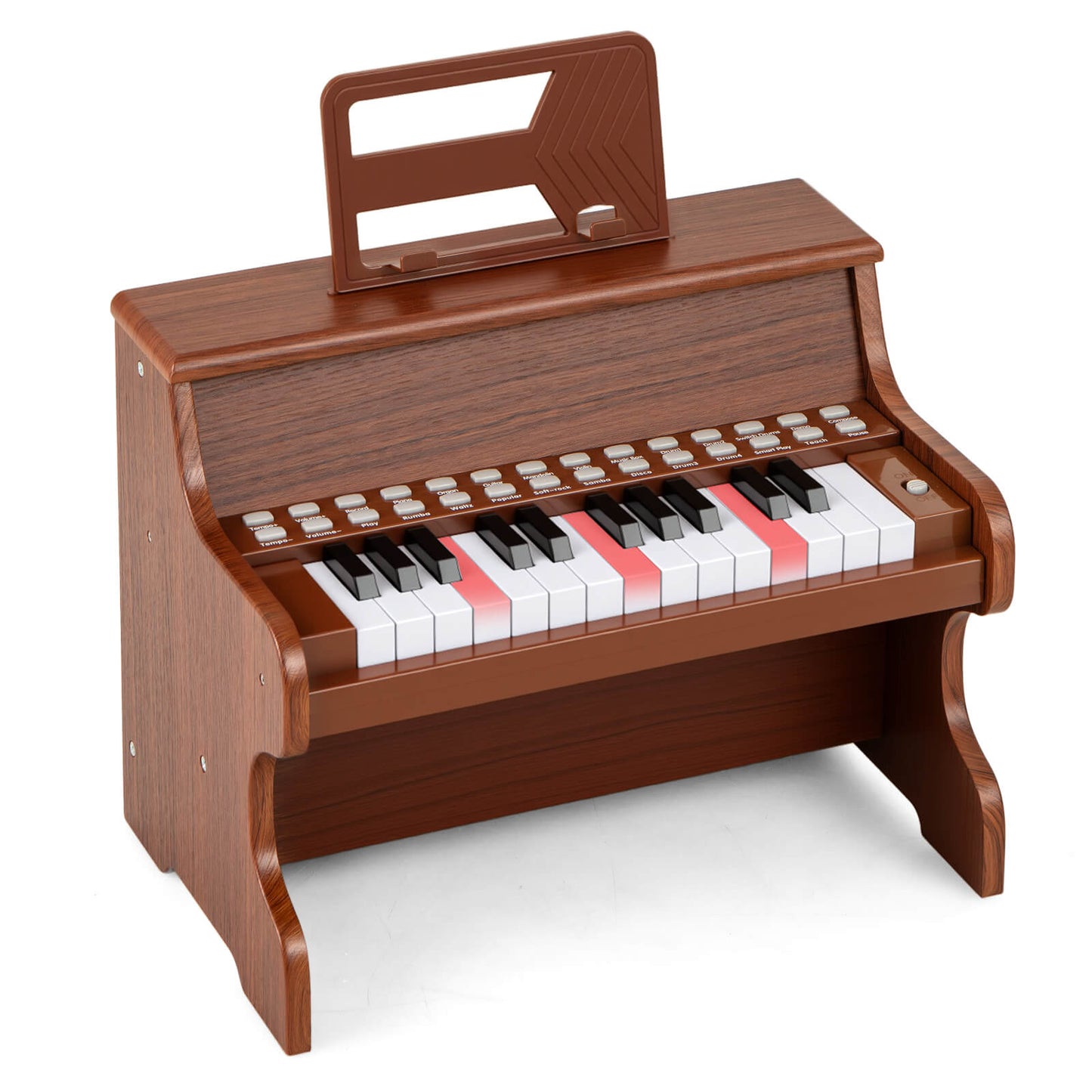 25 Keys Kids Piano Keyboard Mini Digital Piano with Teaching Mode-Brown