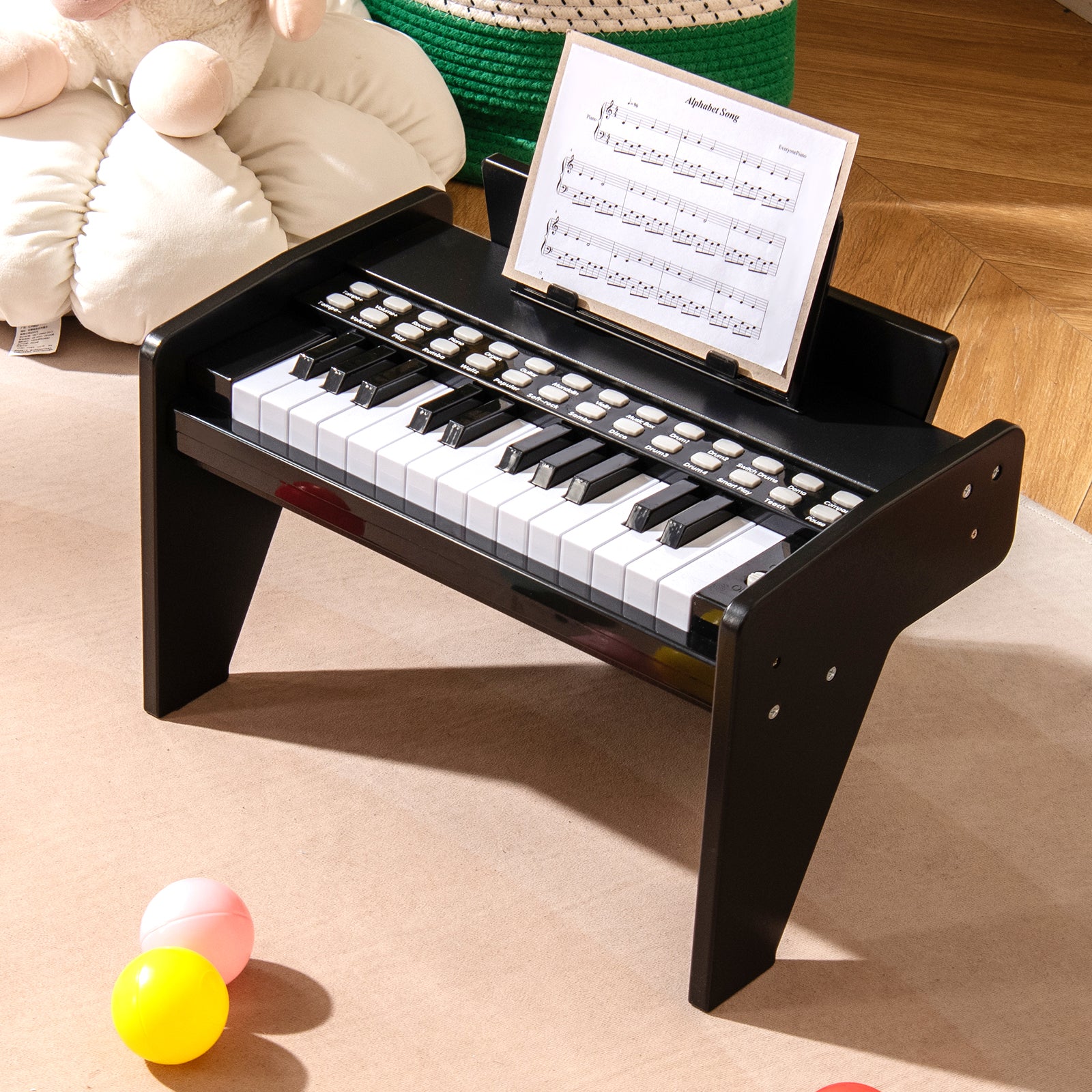 25 Keys Kids Piano Keyboard Mini Digital Piano Toy-Black