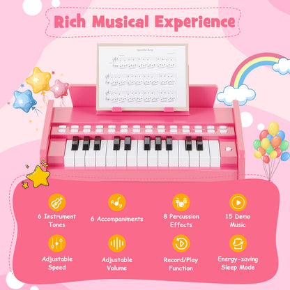 25 Keys Kids Piano Keyboard Mini Digital Piano Toy-Pink