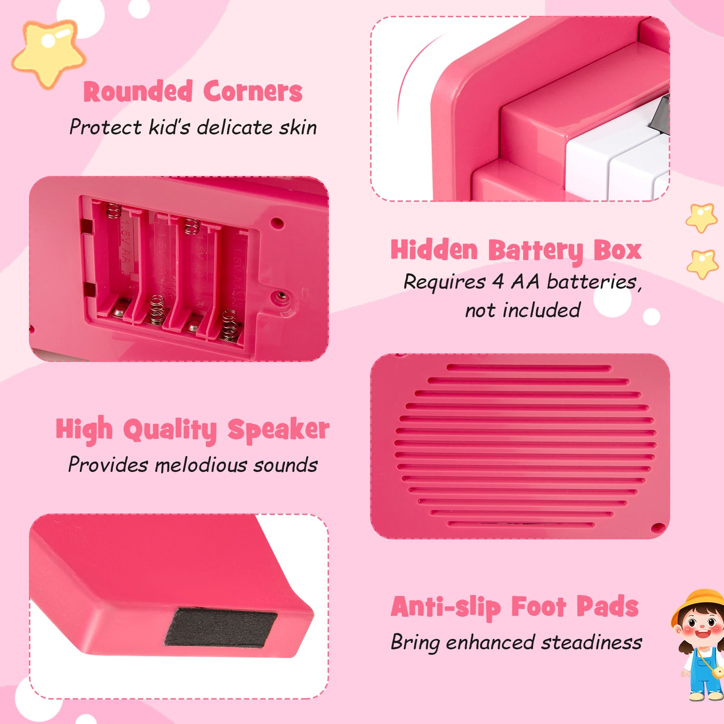25 Keys Kids Piano Keyboard Mini Digital Piano Toy-Pink