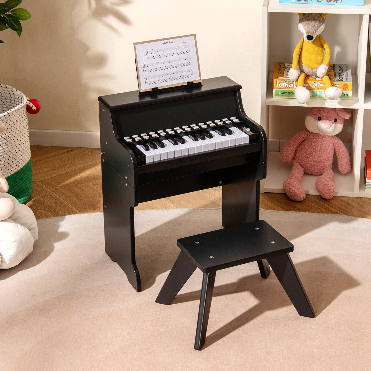 25 Keys Kids Piano Keyboard with Stool-Black