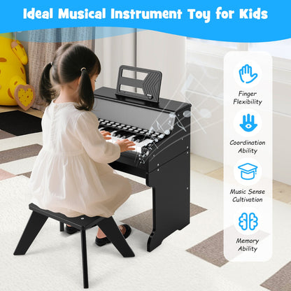 25 Keys Kids Piano Keyboard with Stool-Black