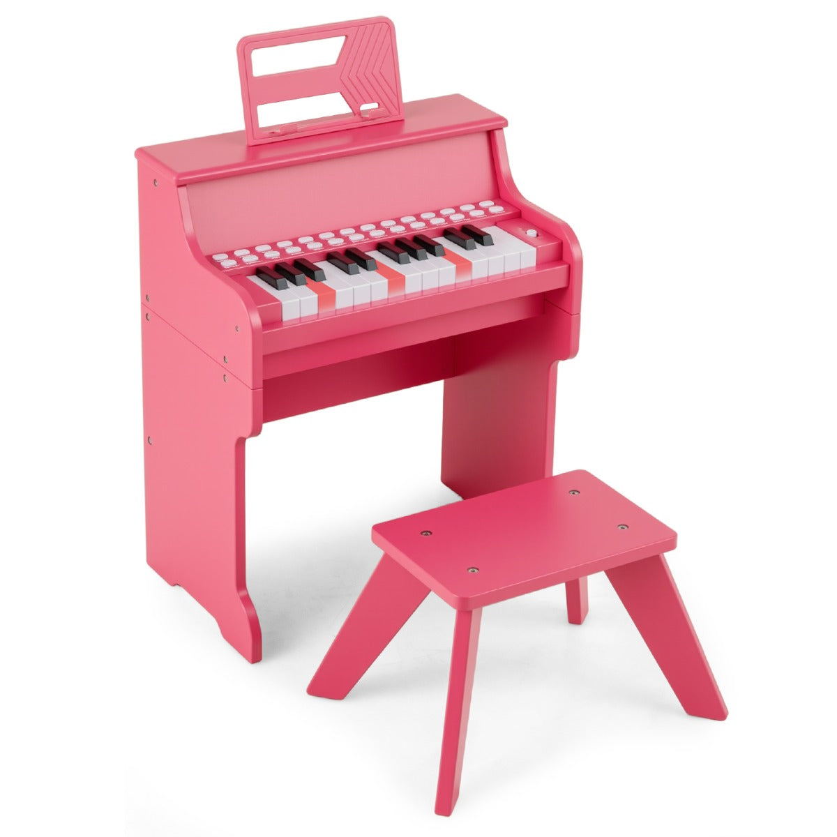 25 Keys Kids Piano Keyboard with Stool-Pink