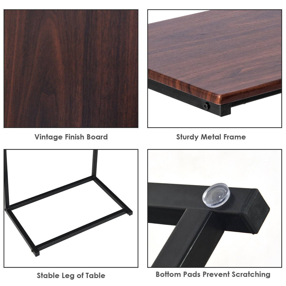 Costway Industrial Styled C Shaped Side, End Table-Coffee