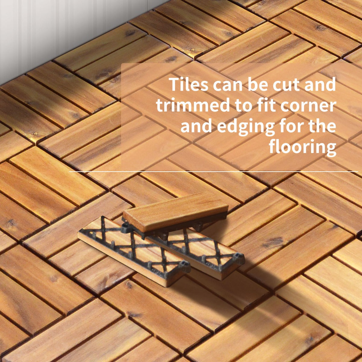 27 Pieces Acacia Wood Interlocking Patio Deck Tile Indoor Outdoor-Type A