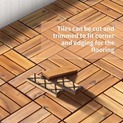 27 Pieces Acacia Wood Interlocking Patio Deck Tile Indoor Outdoor-Type A