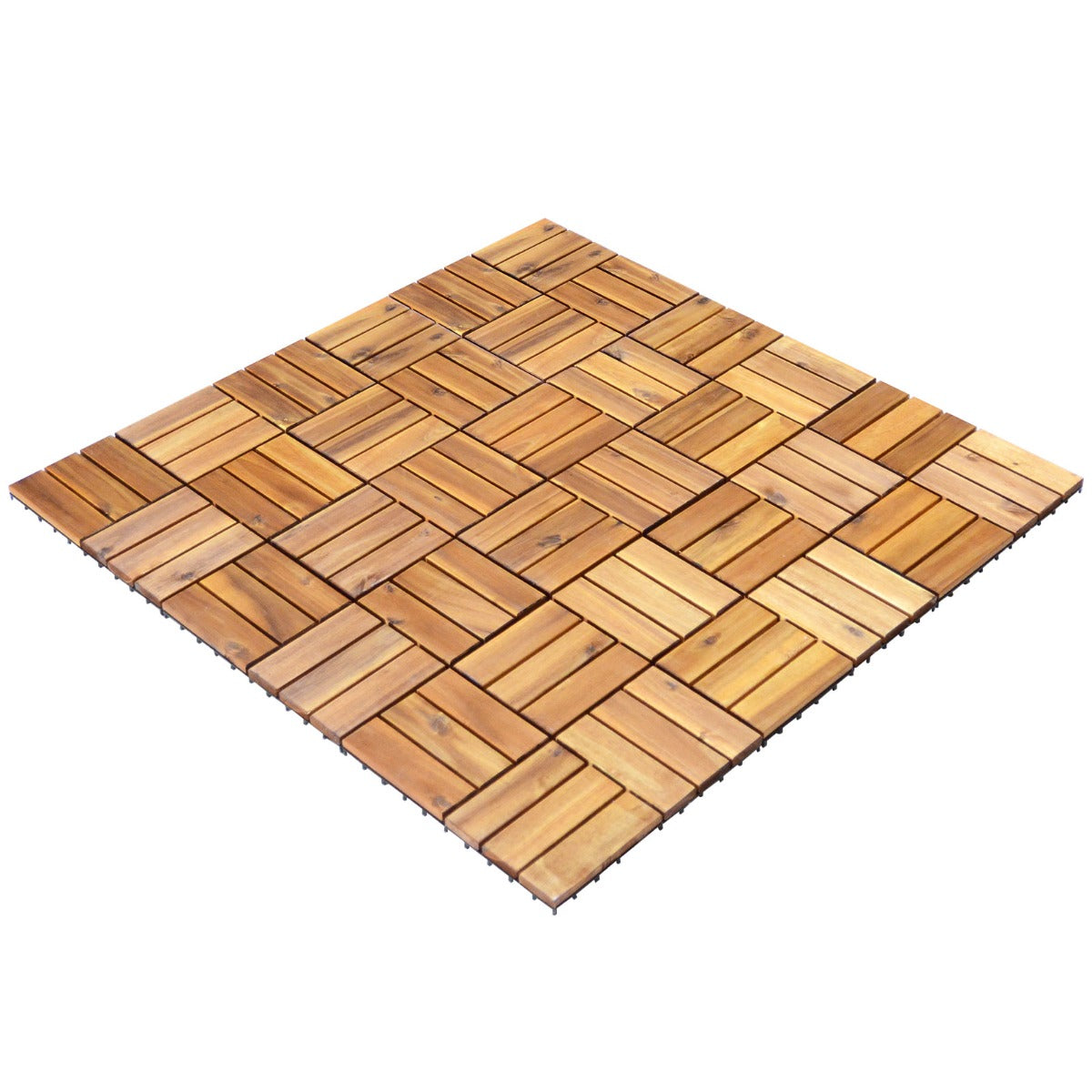 27 Pieces Acacia Wood Interlocking Patio Deck Tile Indoor Outdoor-Type A