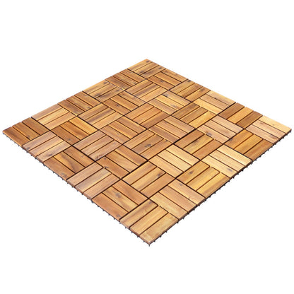 27 Pieces Acacia Wood Interlocking Patio Deck Tile Indoor Outdoor-Type A