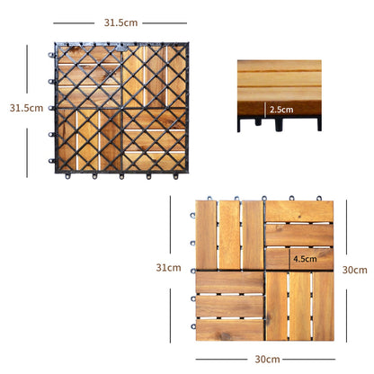 27 Pieces Acacia Wood Interlocking Patio Deck Tile Indoor Outdoor-Type A