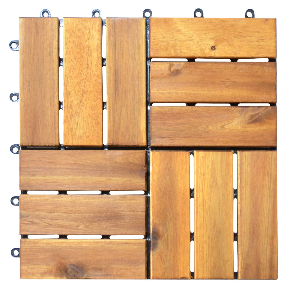 27 Pieces Acacia Wood Interlocking Patio Deck Tile Indoor Outdoor-Type A