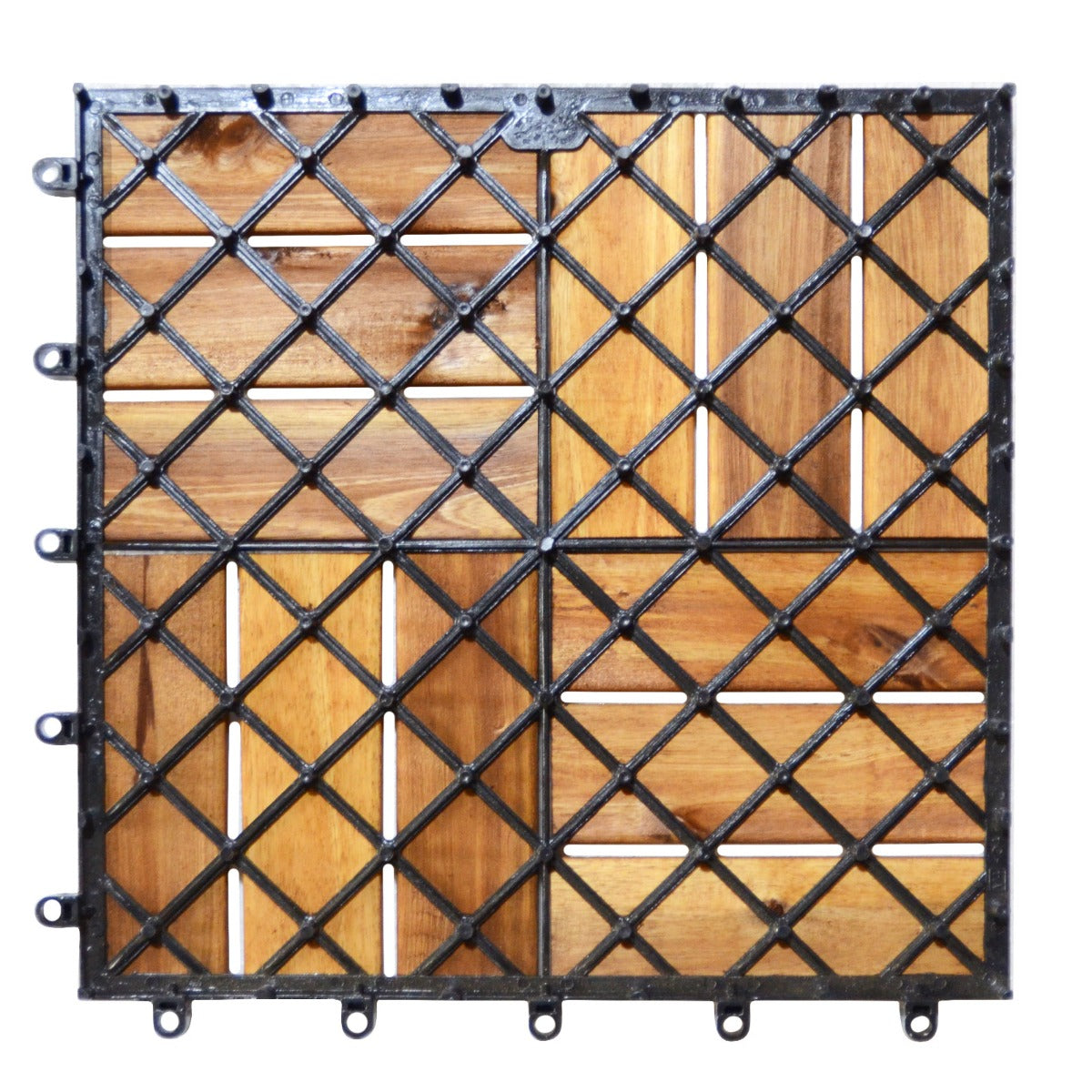 27 Pieces Acacia Wood Interlocking Patio Deck Tile Indoor Outdoor-Type A