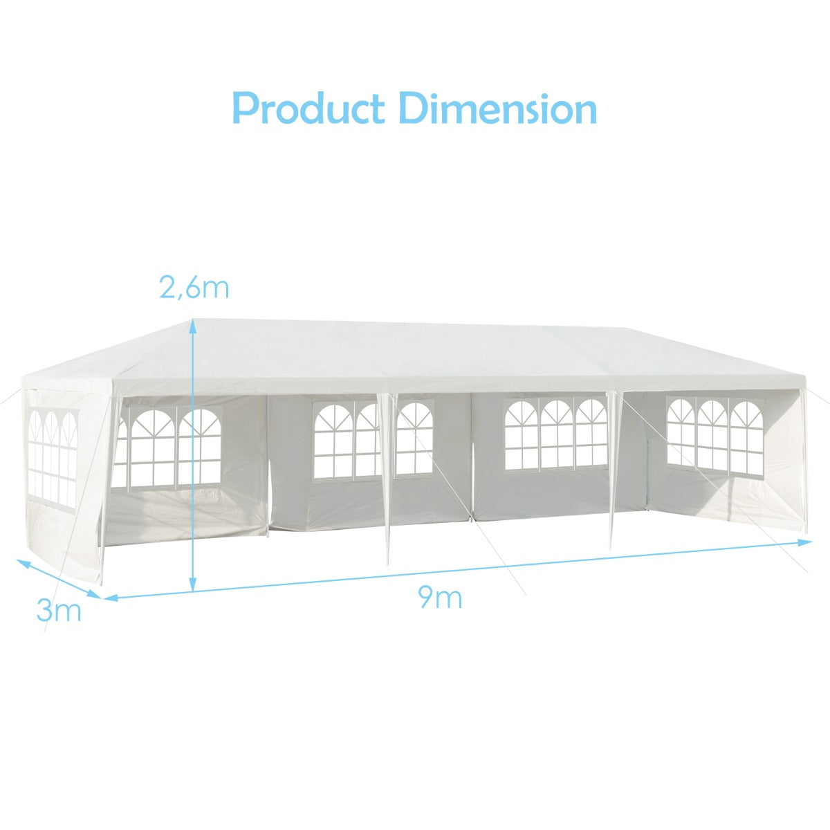 Waterproof Gazebo Tent with Strong Connection Stakes Ropes for Party
