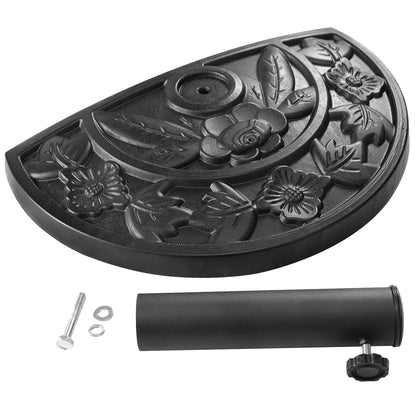 Costway Half Round Resin Umbrella Base with Adjustable Screw Mechanism for Garden