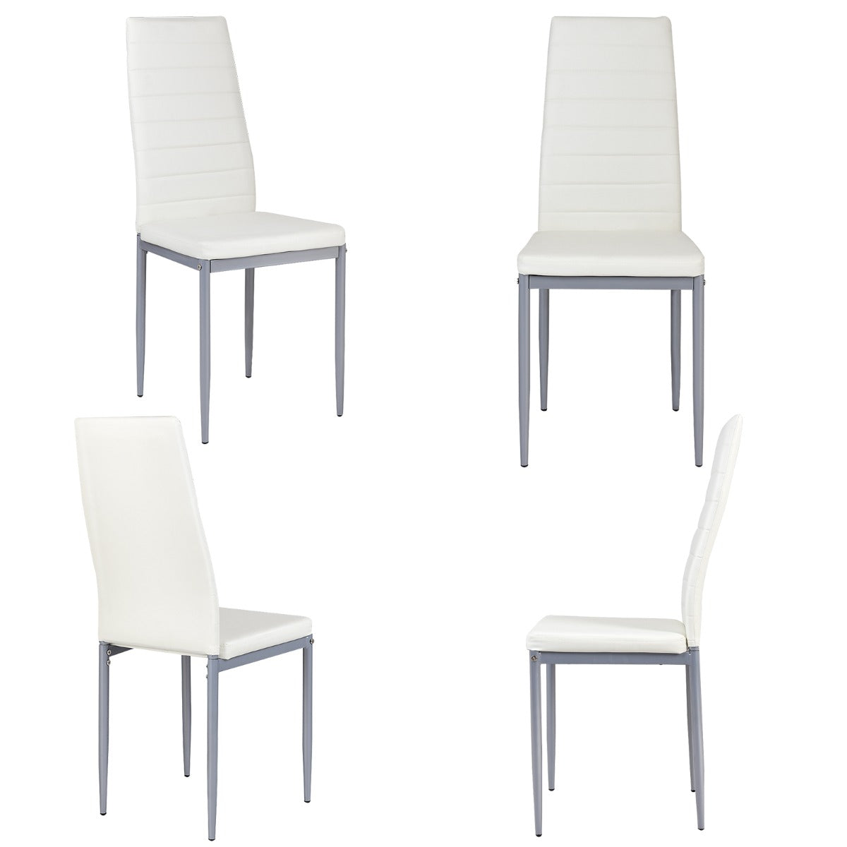 Set of 4 Chairs with High Backrest for Dining Room/Restaurant-White