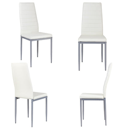 Set of 4 Chairs with High Backrest for Dining Room/Restaurant-White