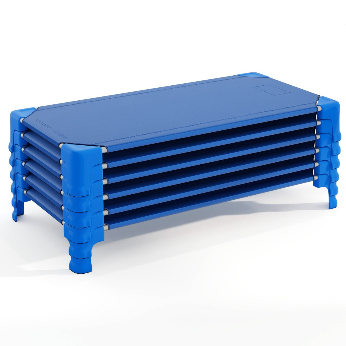 6 Pack Stackable Children’s Nap Time Cots with Metal Frame and Oxford Cloth-Blue