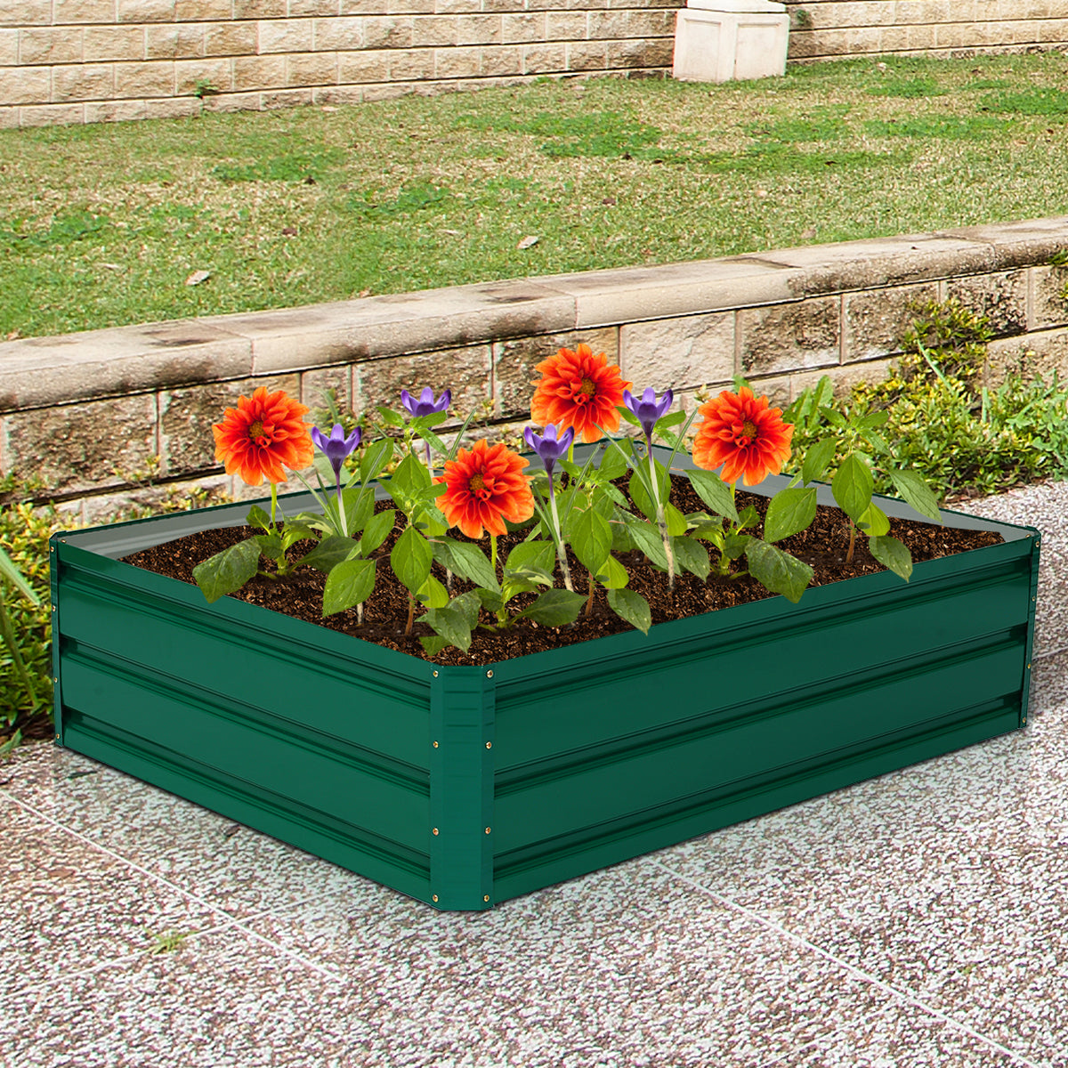 Costway Outdoor Steel Raised Garden Bed for Flowers