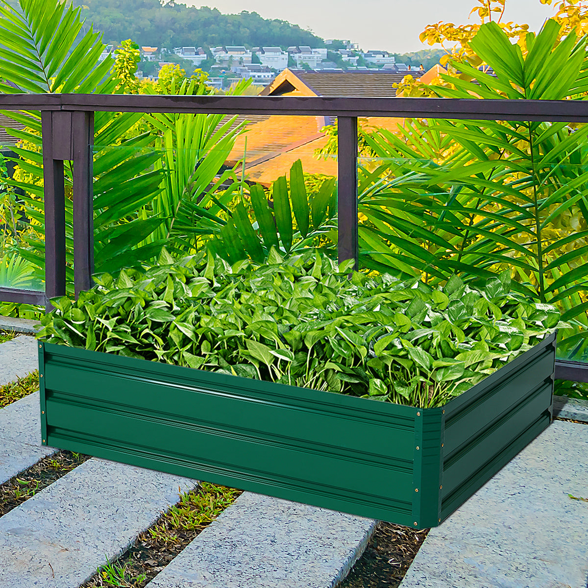 Costway Outdoor Steel Raised Garden Bed for Flowers