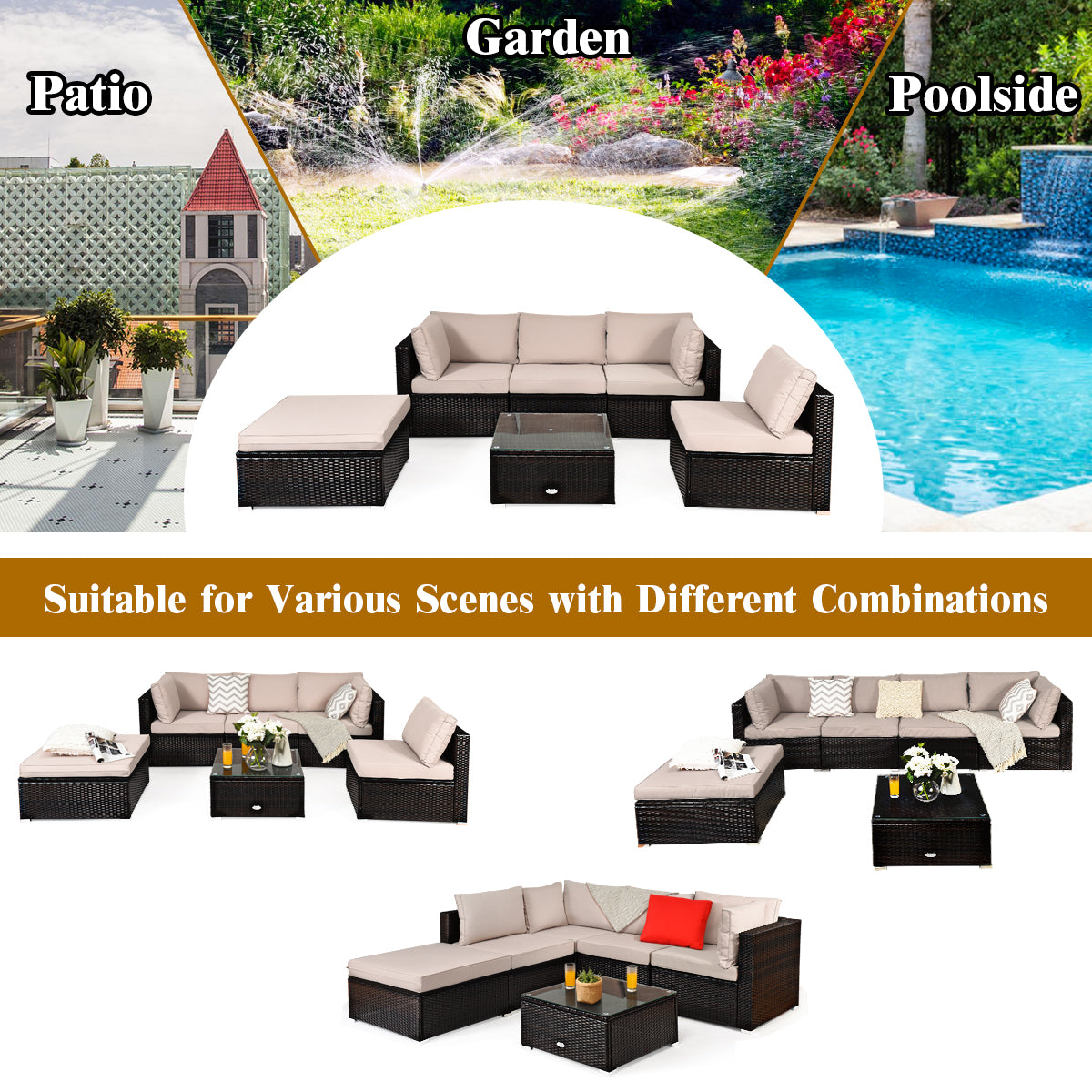 Outdoor conversation set provides flexible seating for relaxing with family and friends