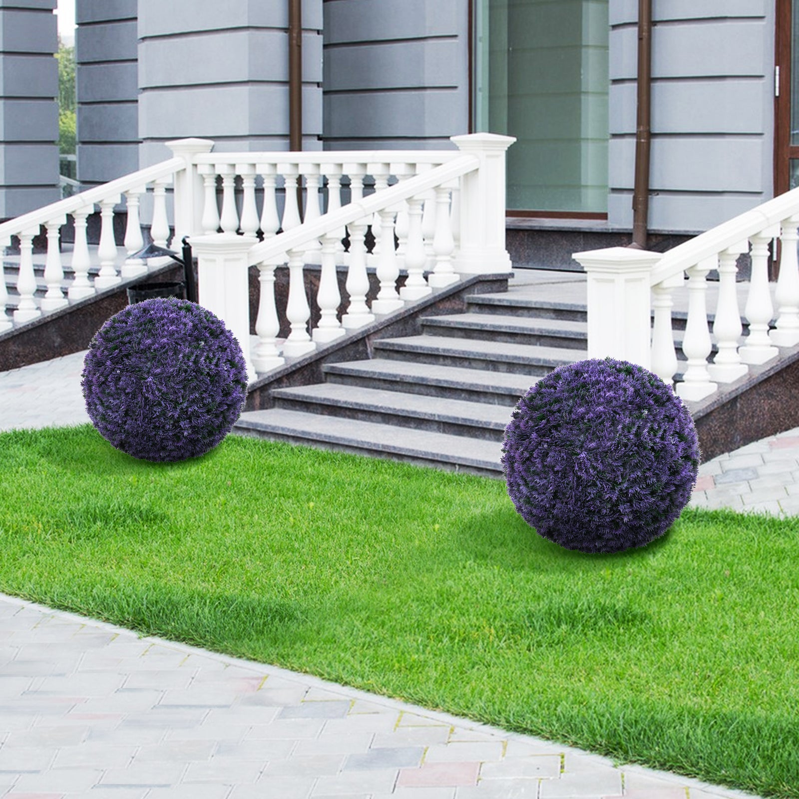 2 PCS 38 CM Artificial Plant Boxwood Topiary Ball-Purple
