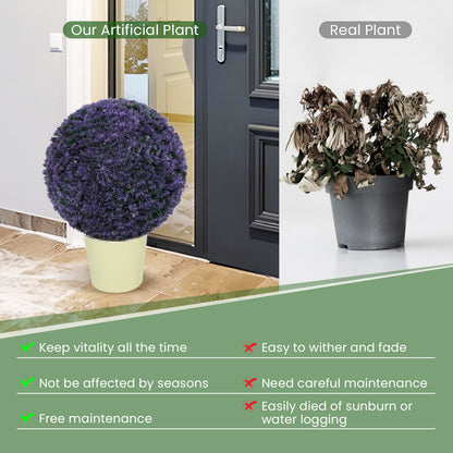 2 PCS 38 CM Artificial Plant Boxwood Topiary Ball-Purple