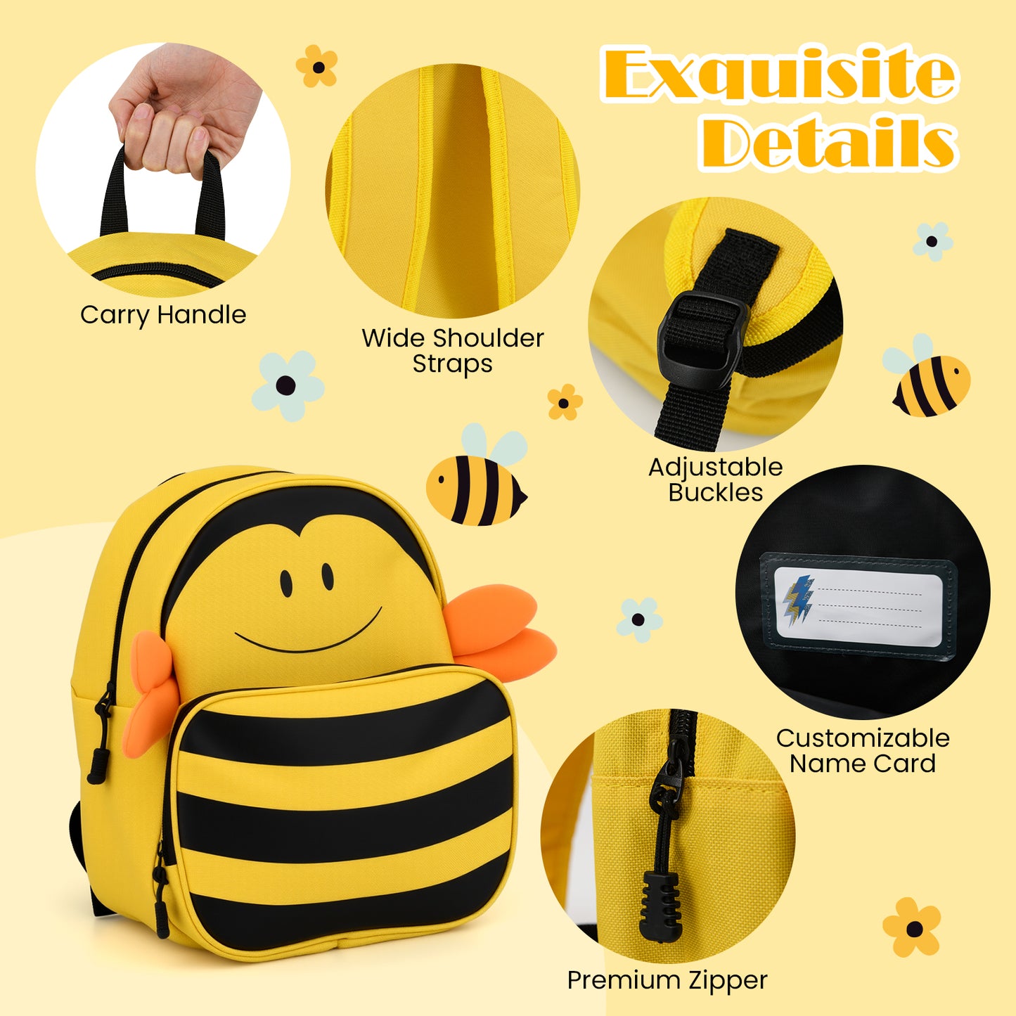 2 PCS Kids Luggage Set on Wheels with Anti-Lose Rope for Kids-Yellow