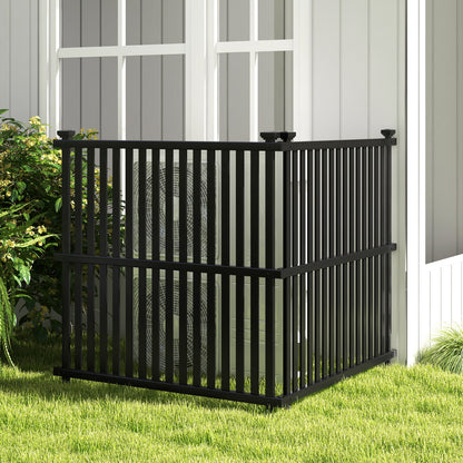2 Pack 114 x 114 cm Air Conditioner Fence Panel with Metal Ground Stakes-Black