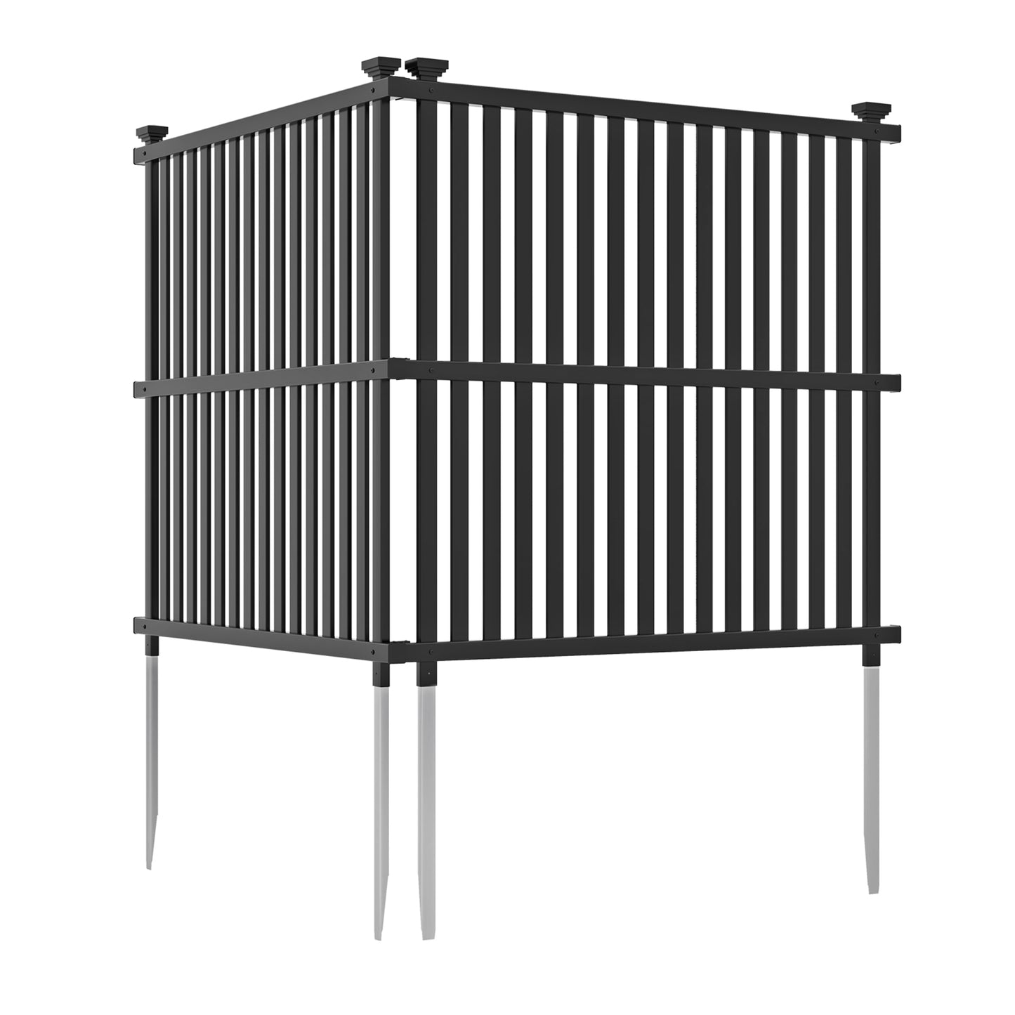 2 Pack 114 x 114 cm Air Conditioner Fence Panel with Metal Ground Stakes-Black