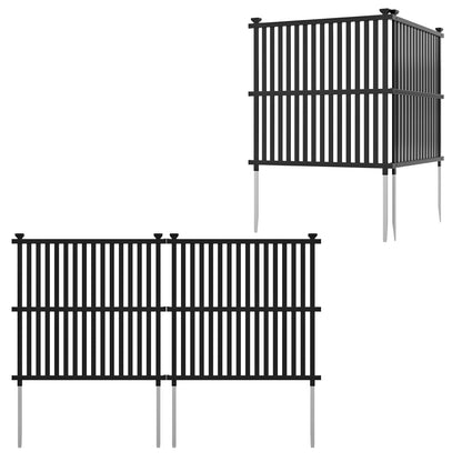 2 Pack 114 x 114 cm Air Conditioner Fence Panel with Metal Ground Stakes-Black