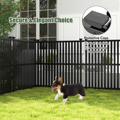 2 Pack 114 x 114 cm Air Conditioner Fence Panel with Metal Ground Stakes-Black